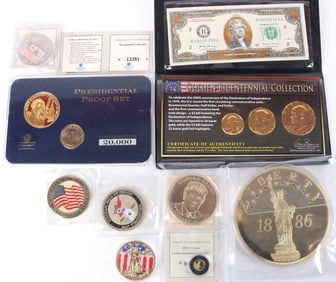 ASSORTED COMMEMORATIVE AMERICAN MINT COINS - (9)
