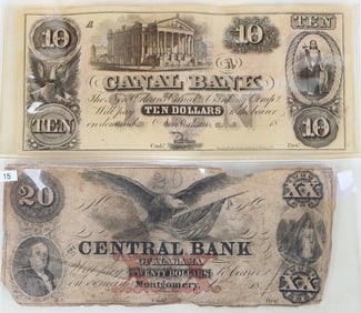 ASSORTED 1800'S PRE-CONFEDERATE BANKNOTES - (2)