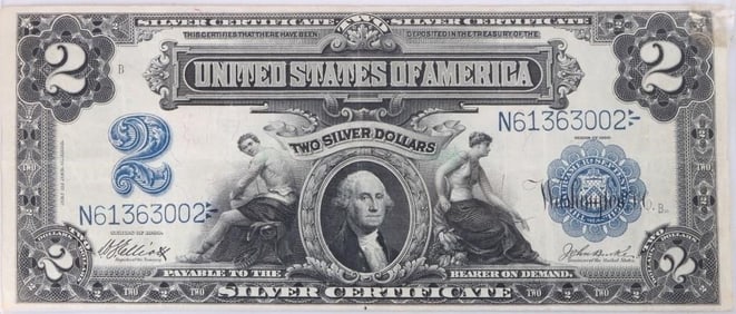 1899 SERIES $2 SILVER CERTIFICATE 'MINI PORTHOLE'