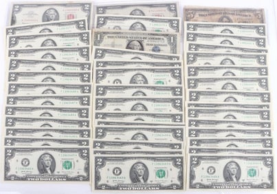 ASSORTED $1, $2, & $5 U.S. BANKNOTES - (49)