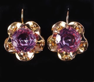 7CTW BICOLOR SAPPHIRE 14K YELLOW GOLD EARRINGS