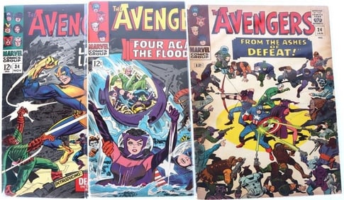 AVENGERS SILVER AGE # 24, 27, & 34 LIVING LASER