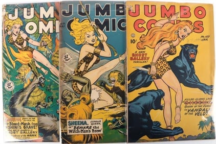 JUMBO COMICS # 107, 111, & 112 SHEENA GOLDEN AGE