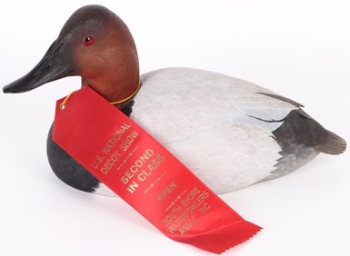 1990 KEN SCHEELER HAND CARVED CANVASBACK DRAKE