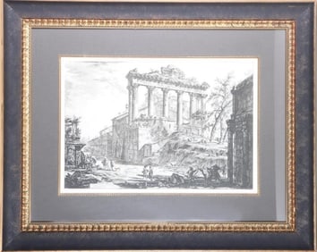 PIRANESI TEMPLE OF CONCORD PRINT ORNATE FRAME
