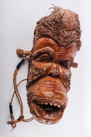 VINTAGE BALINESE MANGROVE MONKEY HEAD CARVING 20'