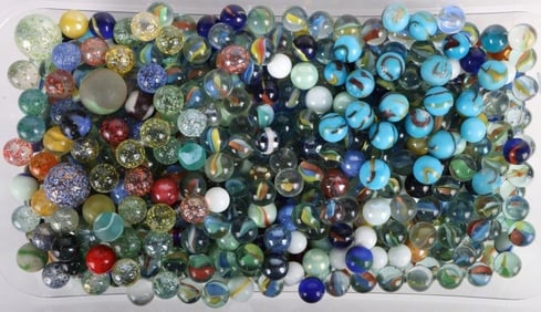 VINTAGE HUGE COLLECTION OF GLASS MARBLES 7.6LBS