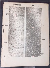 BIBLE COMMENTARY PAGE W/ PSALMS LATE 15TH C.