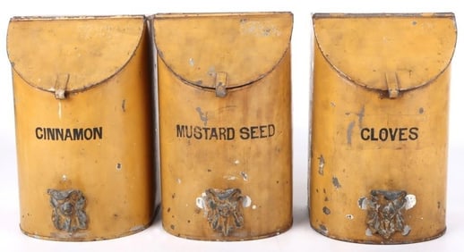 LARGE ANTIQUE SPICE STORAGE CONTAINERS 1.3LB EA--3