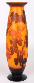 AFTER E. GALLE NOUVEAU CAMEO RED AMBER FLOWER VASE