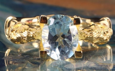 TG STERLING SILVER TOPAZ DOUBLE COLT LADIES RING