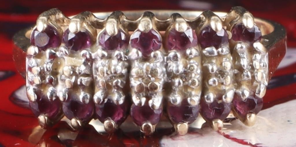 10K YELLOW GOLD DIAMOND RUBY LADIES RING (1 of 4)