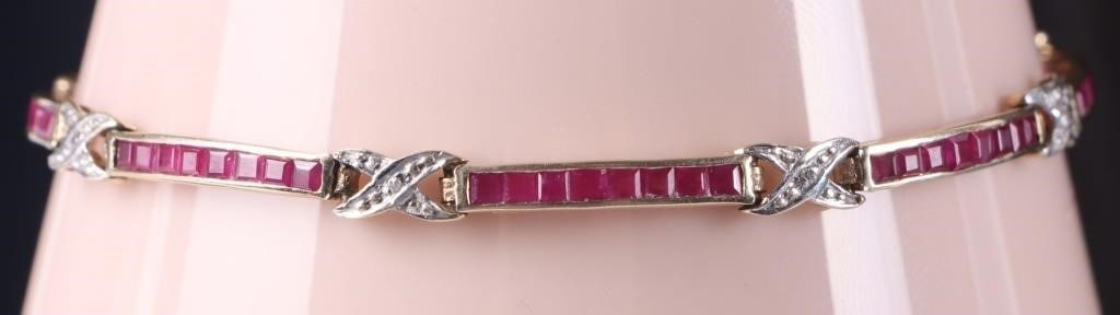 10K YELLOW GOLD LADIES BRACELET W/ TOPAZ & DIAS (1 of 3)