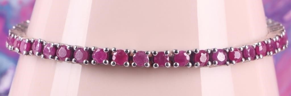 OPULENT 43 RUBIES STERLING SILVER LADIES BRACELET (1 of 4)