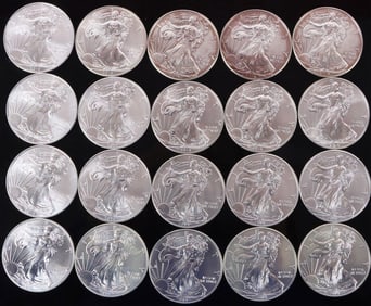 FINE SILVER ROLL OF 20 AMERICAN EAGLES U.S. TREAS