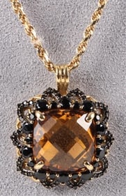 18K YELLOW GOLD FILIGREE CITRINE LADIES NECKLACE