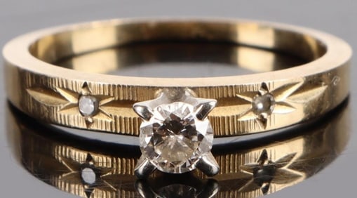 18K YELLOW GOLD 0.20CT DIAMOND LADIES RING