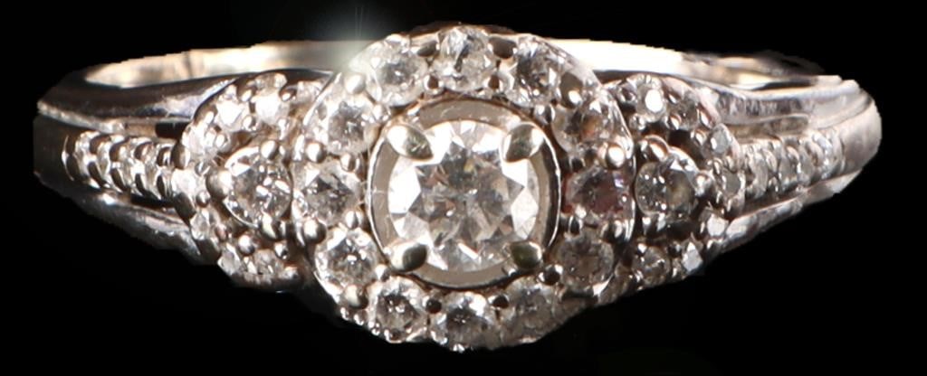 14K WHITE GOLD NATURAL DIAMOND LADIES RING (1 of 4)