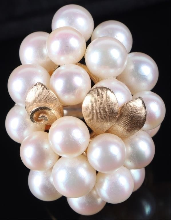 14K YELLOW GOLD LADIES RING W/ PEARL CLUSTER (1 of 3)