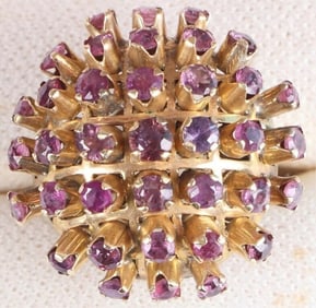 37 ROSE TOPAZ GEMS 14K YELLOW GOLD LADIES RING