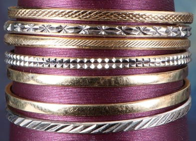 14K YELLOW & WHITE GOLD LADIES STACKING RING