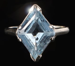 3CT BLUE TOPAZ 14K WHITE GOLD LADIES RING
