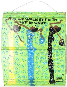 MARY L. PROCTOR 'FOR WE WALK BY FAITH' OIL ON TIN