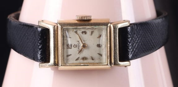10K GF VINTAGE OMEGA TANK STYLE LADIES WRISTWATCH