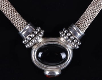 SW STYLE STERLING SILVER CYLINDER CHAIN NECKLACE