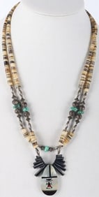 ZUNI SOUTHWEST STERLING SILVER BEADED NECKLACE