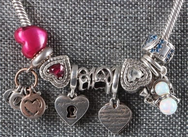 PANDORA STERLING SILVER HEART CHARM NECKLACE