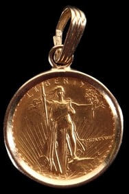 1/10 OZ GOLD AMERICAN EAGLE $5 COIN PENDANT IN 14K