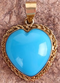 18K SLEEPING BEAUTY TURQUOISE HEART PENDANT