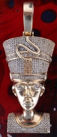 457 DIAMONDS NEFERTITI 10K YELLOW GOLD PENDANT
