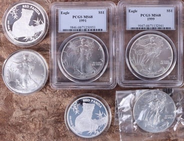 FINE SILVER 1 OZT BULLION COINAGE - (6)
