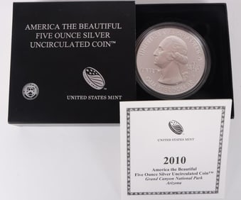5 OZT FINE SILVER 2010 AMERICA THE BEAUTIFUL COIN