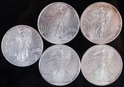 FINE SILVER AMERICAN EAGLE BULLION COINAGE - (5)