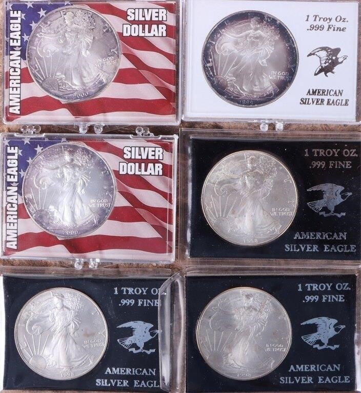 FINE SILVER 1 OZT AMERICAN EAGLE COINAGE - (6) (1 of 5)