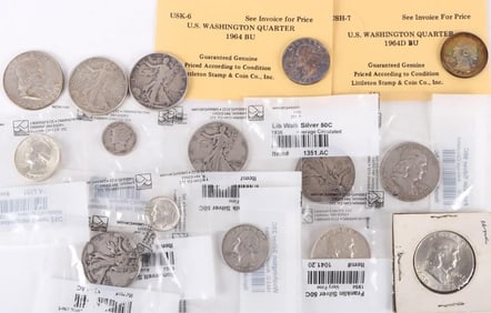 90% SILVER U.S COINAGE MOST LITTLETON CERT - (15)