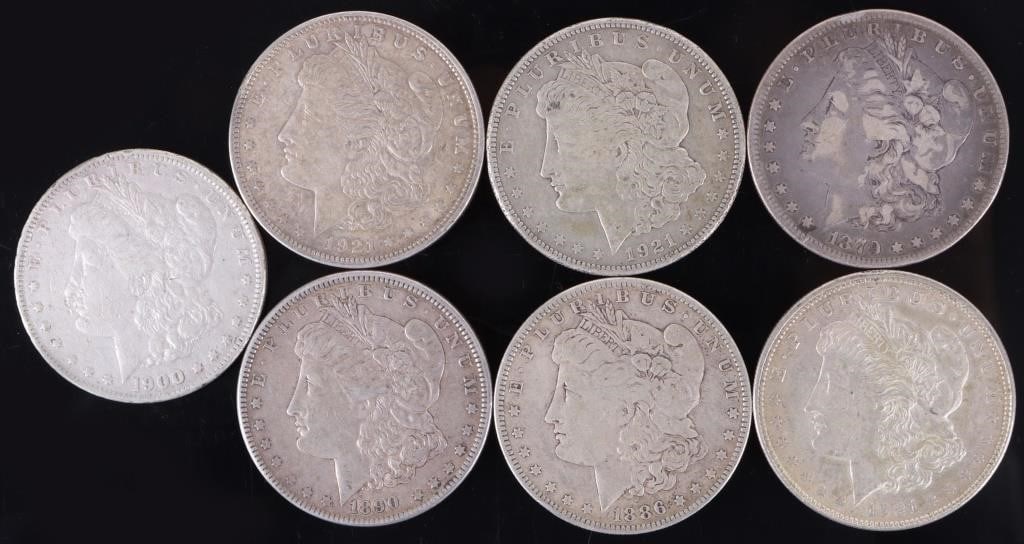 ASSORTED 90% SILVER U.S. MORGAN DOLLARS - (7) (1 of 2)