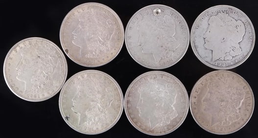 ASSORTED 90% SILVER U.S. MORGAN DOLLARS - (7)