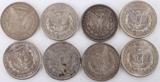 ASSORTED 90% SILVER MORGAN DOLLARS - (8)