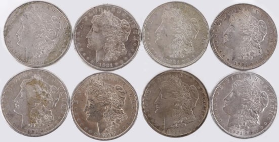 ASSORTED 90% SILVER MORGAN DOLLARS - (8)
