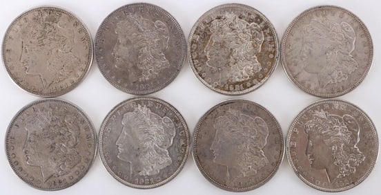 ASSORTED 90% SILVER MORGAN DOLLARS - (8)