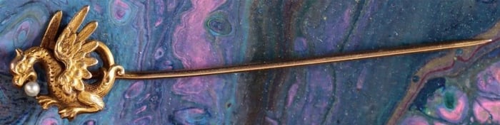 DRAGON BROOCH 14K YELLOW GOLD LADIES JEWELRY