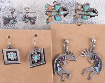 STERLING SILVER NATIVE AMERICAN LADIES EARRINGS 4