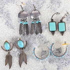 ASSORTED NATIVE AMERICAN LADIES EARRINGS (4)