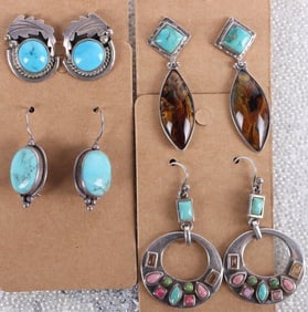 TURQUOISE NATIVE AMERICAN LADIES EARRINGS (4)