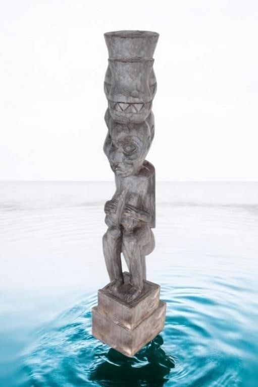 VINTAGE HAND CARVED 39' AFRICAN WOODEN STATUE (1 of 6)