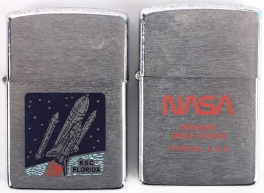 NASA KENNEDY SPACE CENTER ZIPPO LIGHTERS LOT OF 2
